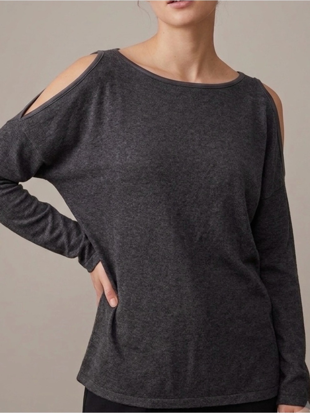 NWT Lauren Ralph Lauren Charcoal Grey Cold Shoulder
Knit Top Size Large L